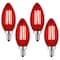 Luxrite B11 LED Red Light Bulbs 4.5W 40W Equivalent Colored Glass E12 Candelabra Base, 4PK LR21740-4PK - alternate 1